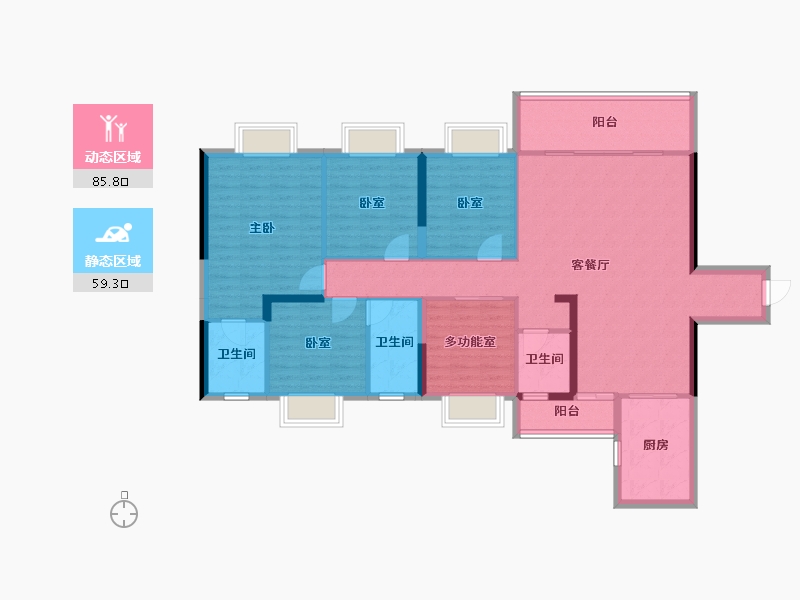 贵州省-铜仁市-天辰玖悦府-131.18-户型库-动静分区