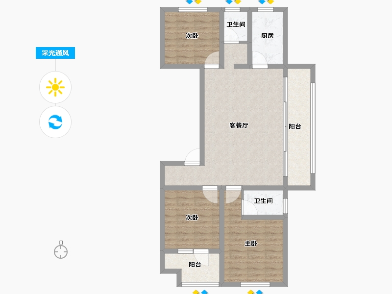 山东省-日照市-山海大象和悦万家-88.80-户型库-采光通风