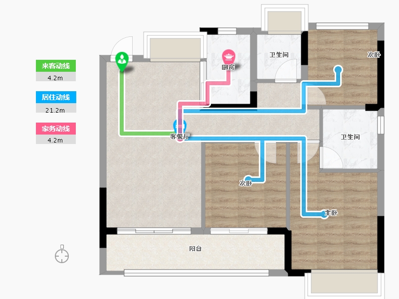 浙江省-丽水市-金地云著-76.76-户型库-动静线