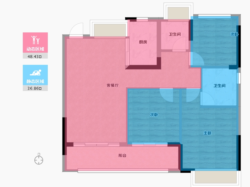 浙江省-丽水市-金地云著-76.76-户型库-动静分区