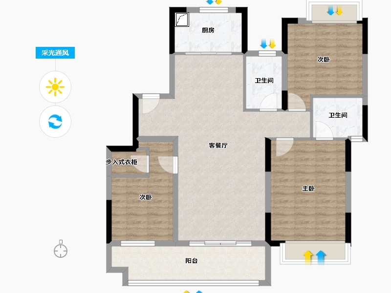 湖北省-荆州市-中建城发荆江之星-100.70-户型库-采光通风