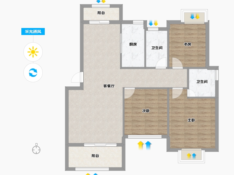 江西省-吉安市-东山金色海岸-93.54-户型库-采光通风