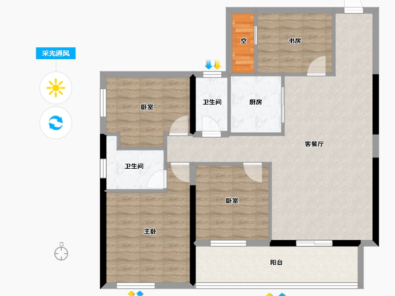 贵州省-铜仁市-天辰玖悦府-102.40-户型库-采光通风