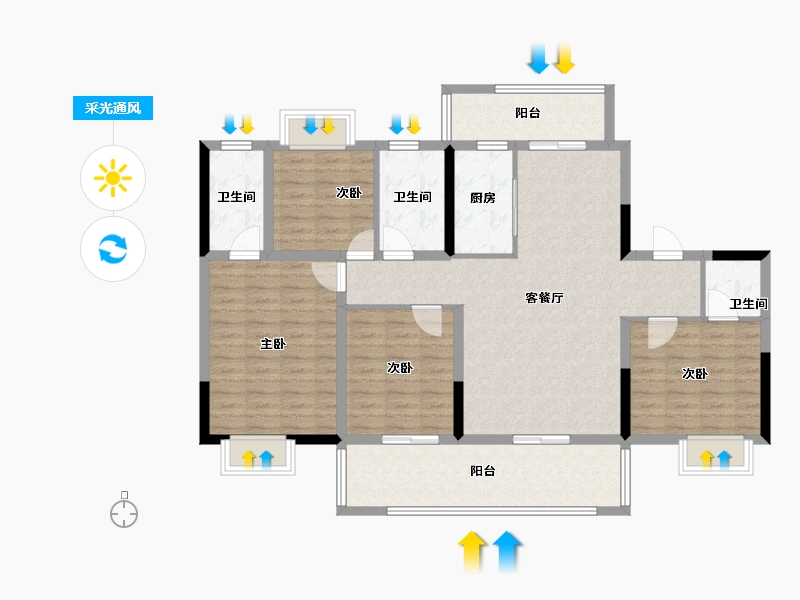 湖北省-宜昌市-建投时代印-118.60-户型库-采光通风