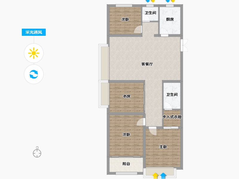 山东省-潍坊市-华安东方名郡-113.00-户型库-采光通风