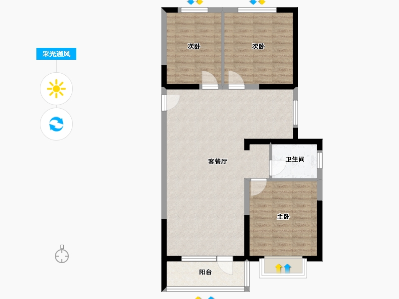 河北省-唐山市-中建府-83.88-户型库-采光通风