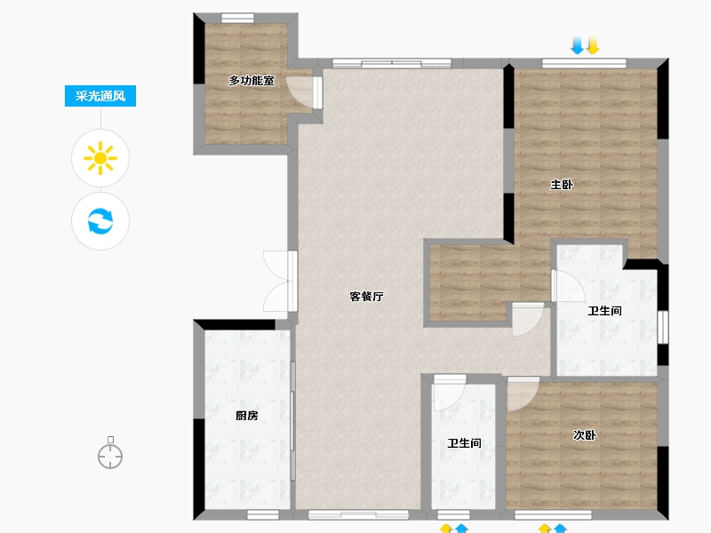 海南省-海口市-​佳元江畔锦御-107.23-户型库-采光通风