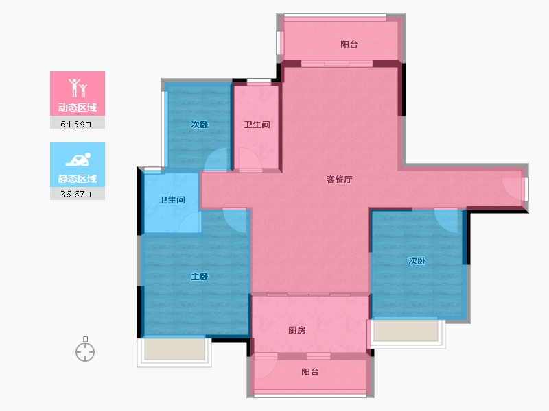 广东省-湛江市-凯悦华府-91.67-户型库-动静分区