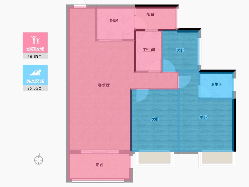 广东省-湛江市-凯悦华府-83.88-户型库-动静分区