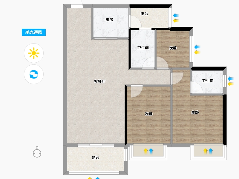 广东省-湛江市-凯悦华府-83.88-户型库-采光通风