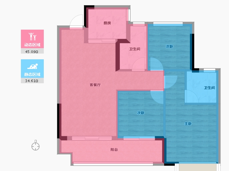 浙江省-丽水市-金地云著-71.67-户型库-动静分区