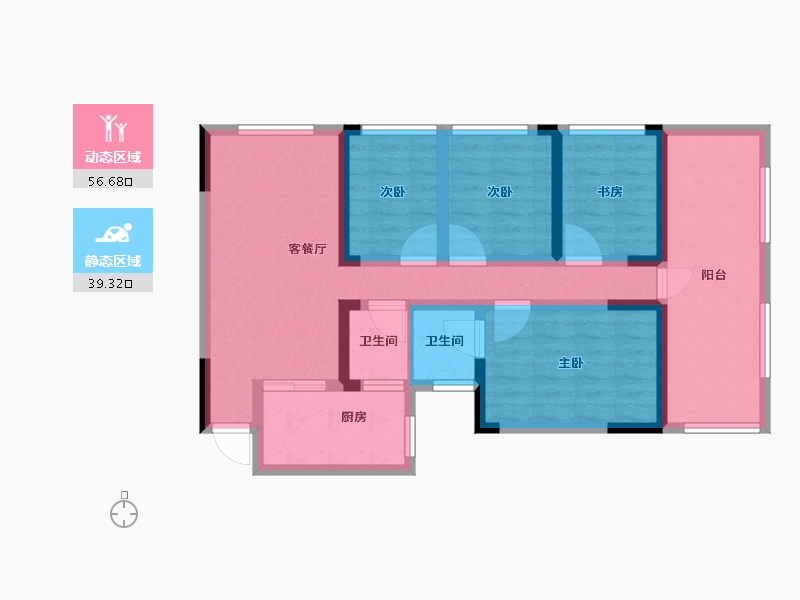 四川省-巴中市-云城书香美邸-83.36-户型库-动静分区