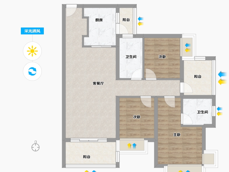 广东省-湛江市-湛江爱琴海国际广场-80.80-户型库-采光通风