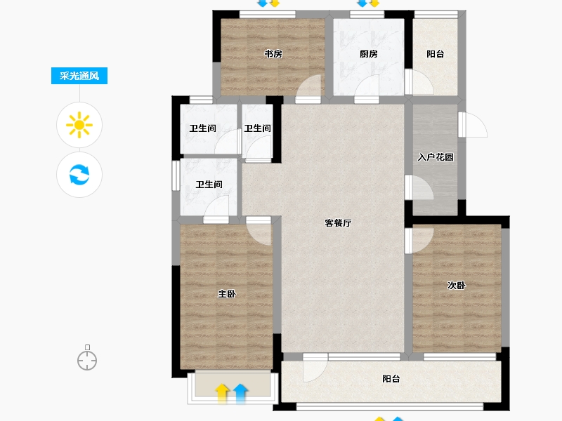 宁夏回族自治区-银川市-紫悦府-96.18-户型库-采光通风