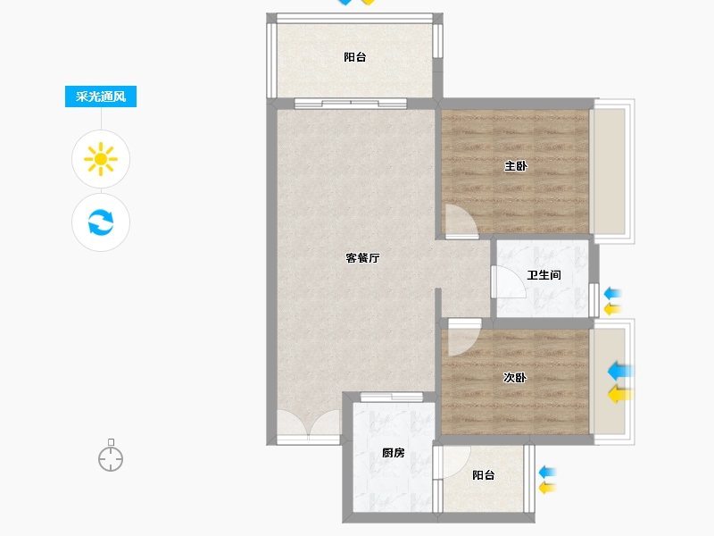 广东省-湛江市-民大蓝海峰境-68.01-户型库-采光通风