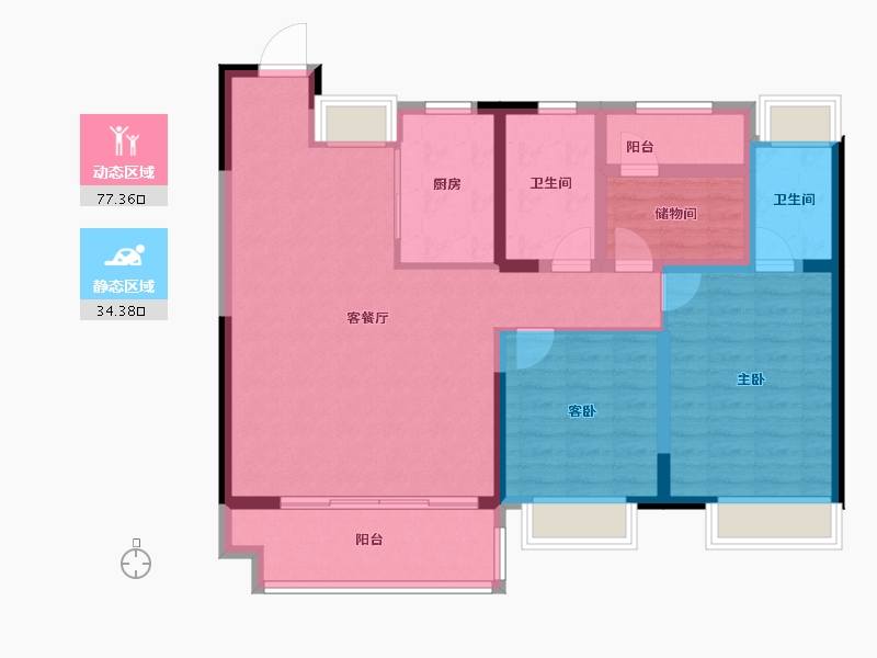 湖南省-岳阳市-环球融创岳阳环球中心-100.05-户型库-动静分区