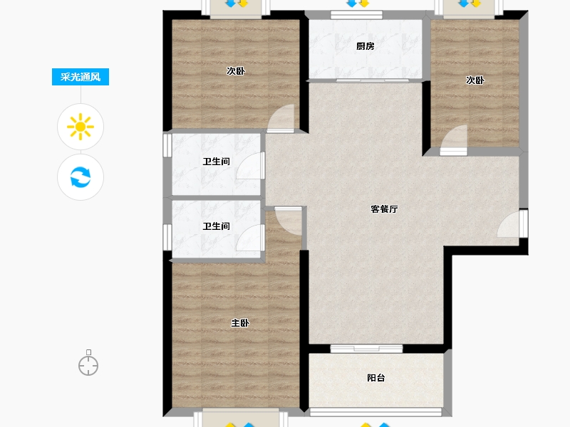 湖北省-黄冈市-浠水碧桂园江湾城-96.80-户型库-采光通风