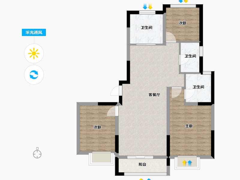 河北省-秦皇岛市-秦皇岛万达广场-82.55-户型库-采光通风