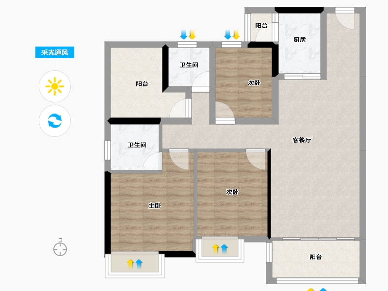 广东省-湛江市-凯悦华府-86.01-户型库-采光通风