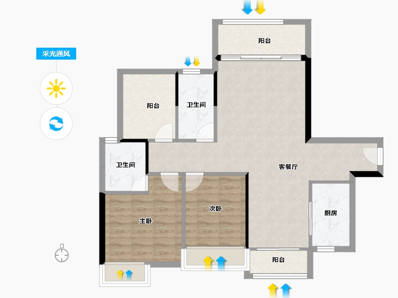 广东省-湛江市-凯悦华府-86.59-户型库-采光通风