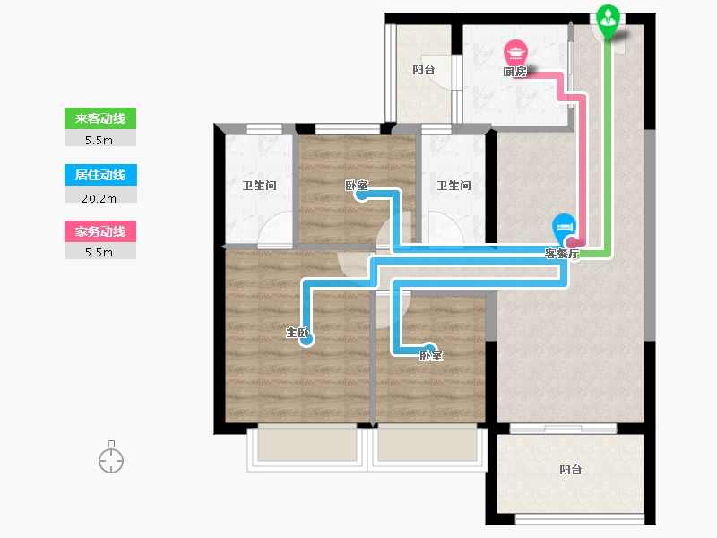 海南省-临高县-碧桂园金沙滩-76.47-户型库-动静线