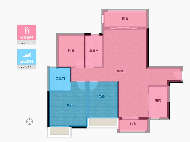 广东省-湛江市-凯悦华府-85.13-户型库-动静分区