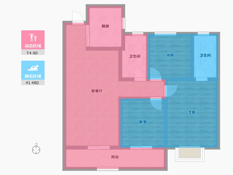 浙江省-丽水市-和泰南城璟园-84.80-户型库-动静分区