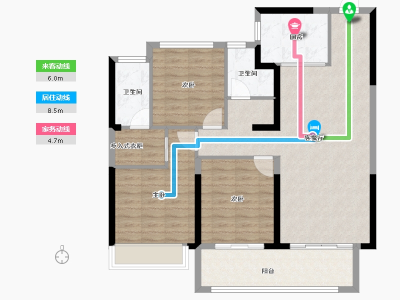 湖北省-黄冈市-坤元广场-94.91-户型库-动静线