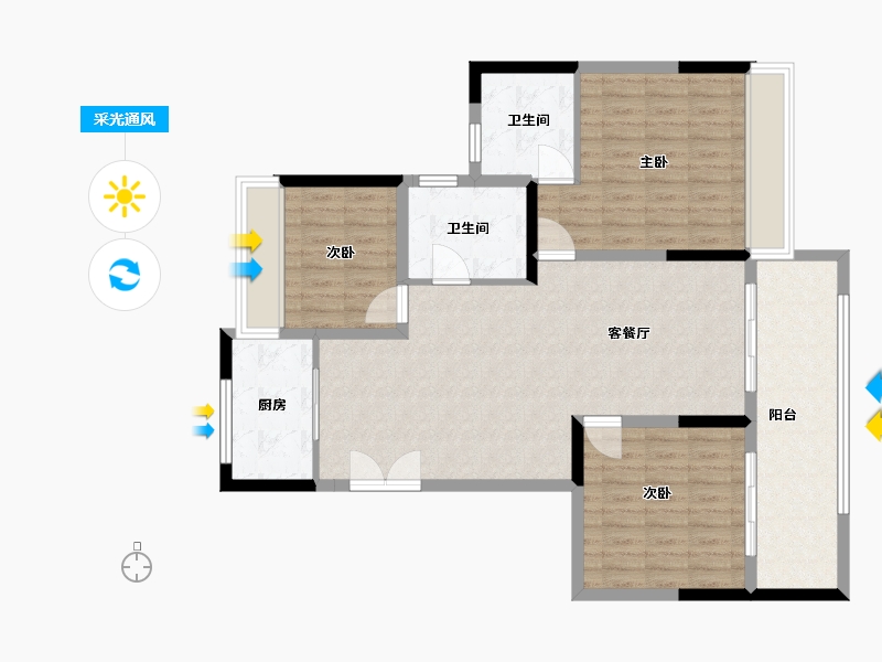 江苏省-盐城市-御景新城-104.00-户型库-采光通风