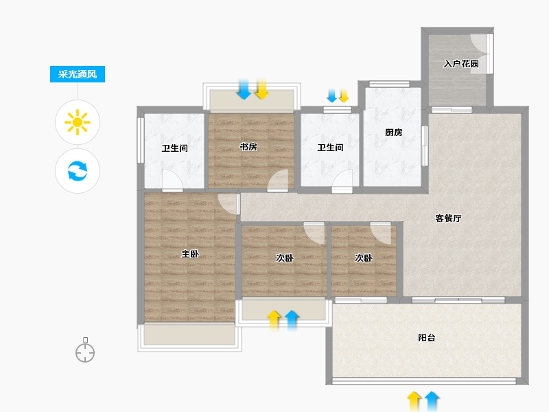 广东省-湛江市-民大蓝海峰境-116.00-户型库-采光通风