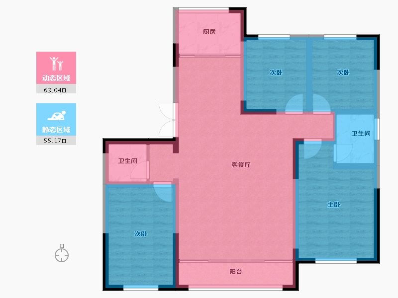 宁夏回族自治区-银川市-正基如意府-106.41-户型库-动静分区