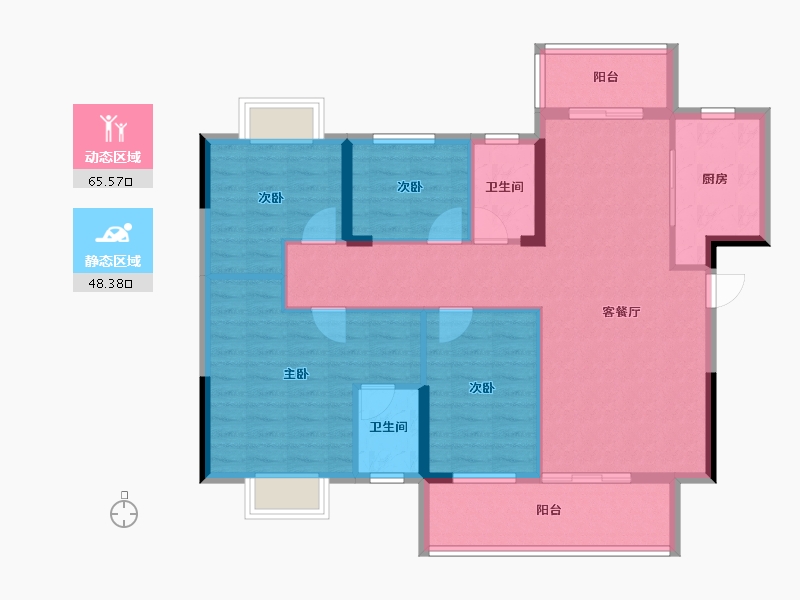 湖北省-黄冈市-长安世纪城-102.57-户型库-动静分区