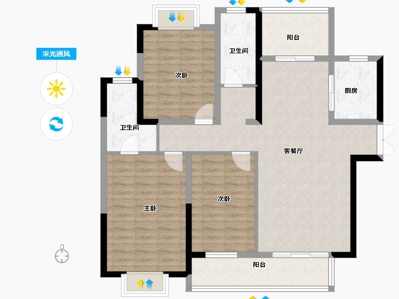 湖北省-黄冈市-长安世纪城-108.00-户型库-采光通风