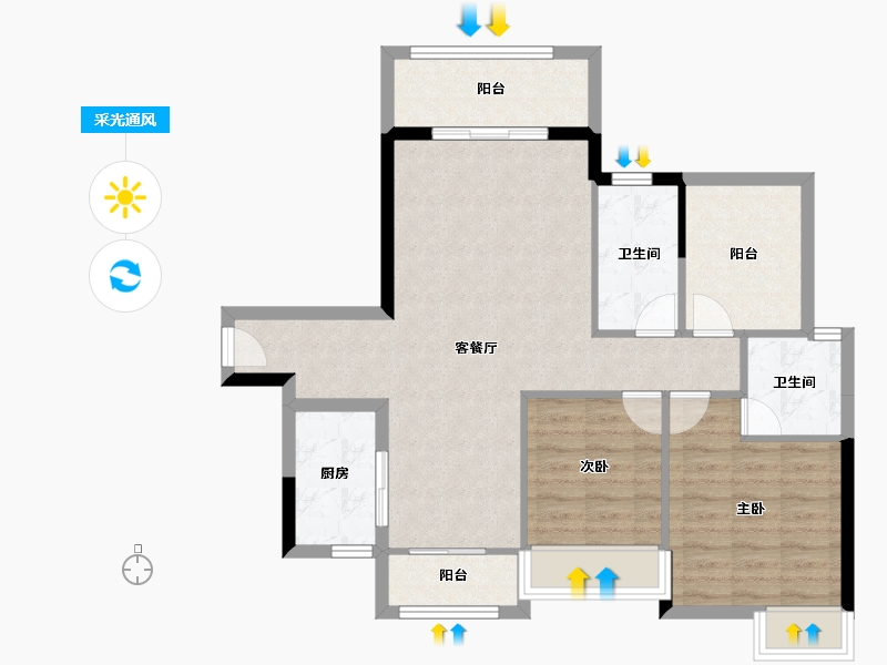 广东省-湛江市-凯悦华府-83.92-户型库-采光通风