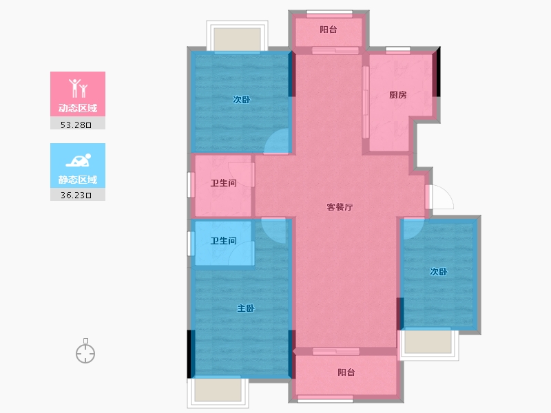 江西省-吉安市-紫荆佳苑三期-79.66-户型库-动静分区