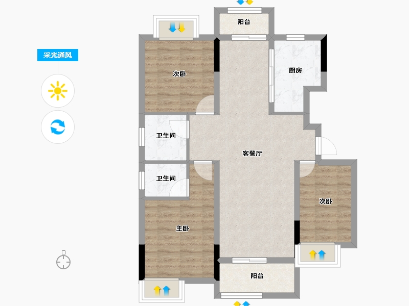 江西省-吉安市-紫荆佳苑三期-79.66-户型库-采光通风