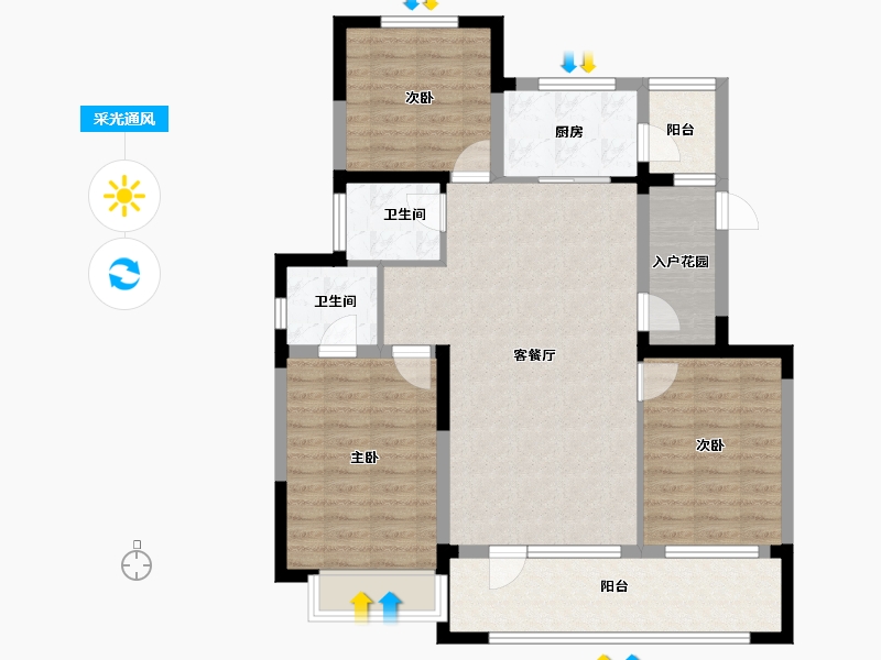 宁夏回族自治区-银川市-紫悦府-96.99-户型库-采光通风