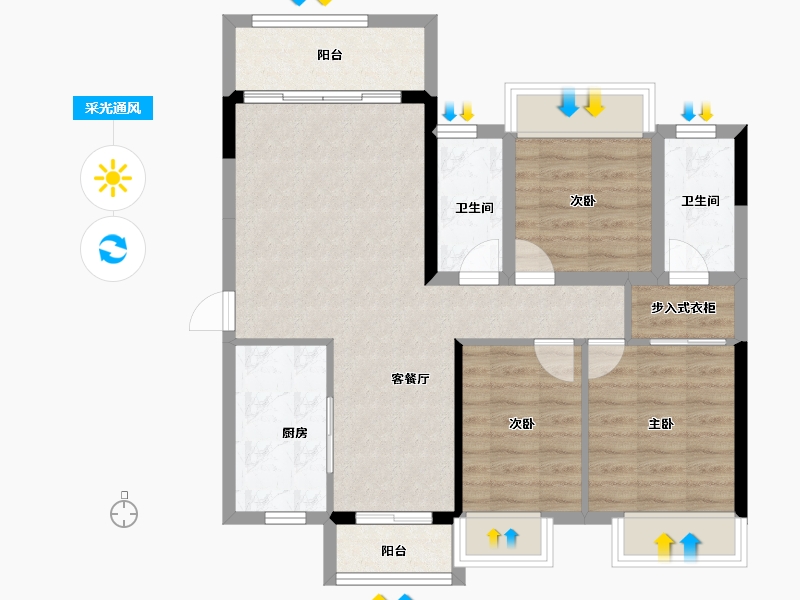 广东省-湛江市-凯悦华府-79.89-户型库-采光通风