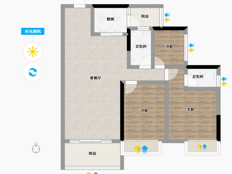 广东省-湛江市-凯悦华府-80.19-户型库-采光通风