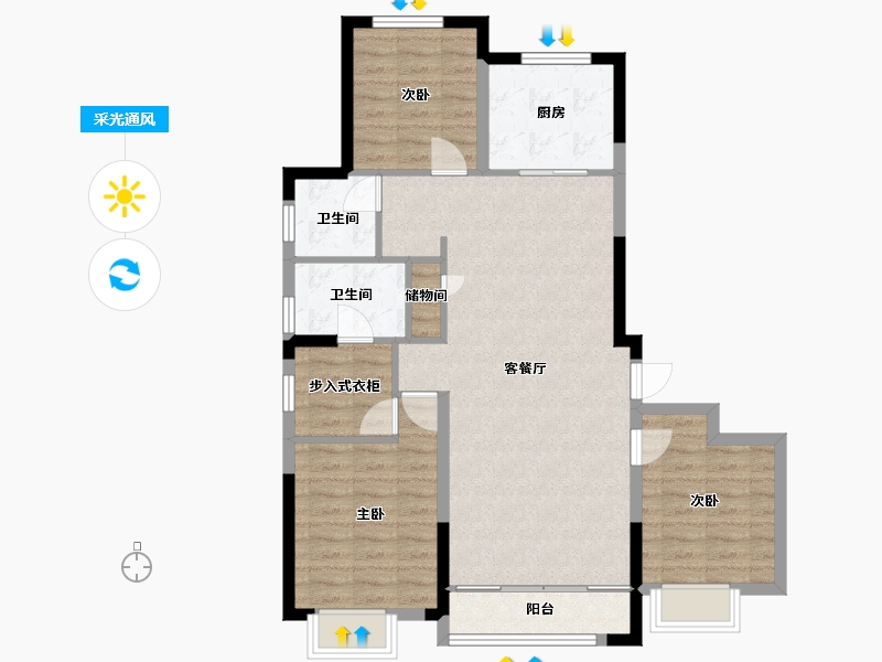 河北省-秦皇岛市-秦皇岛万达广场-93.21-户型库-采光通风