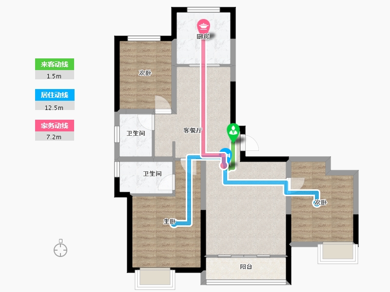 河北省-秦皇岛市-秦皇岛万达广场-86.99-户型库-动静线