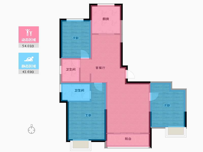 河北省-秦皇岛市-秦皇岛万达广场-86.99-户型库-动静分区