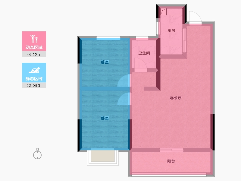 浙江省-丽水市-华鸿星悦云庭-62.52-户型库-动静分区