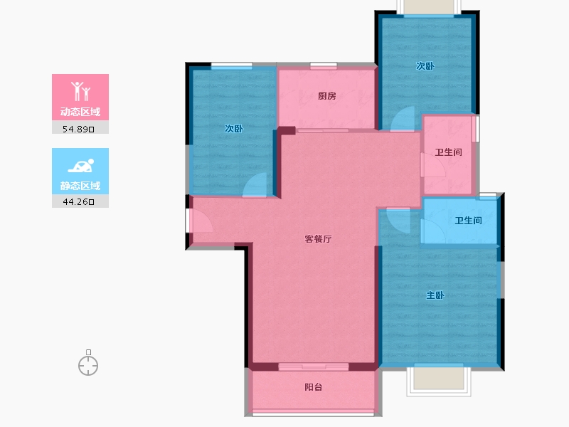 湖北省-黄冈市-浠水碧桂园江湾城-89.60-户型库-动静分区