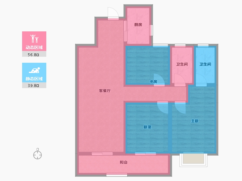 浙江省-丽水市-和泰南城璟园-84.79-户型库-动静分区