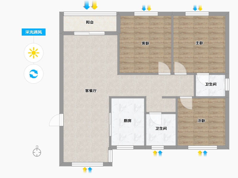 浙江省-台州市-章嘉苑-87.00-户型库-采光通风