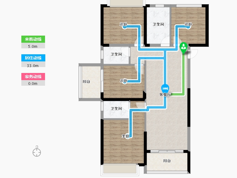 湖北省-黄冈市-坤元广场-105.84-户型库-动静线