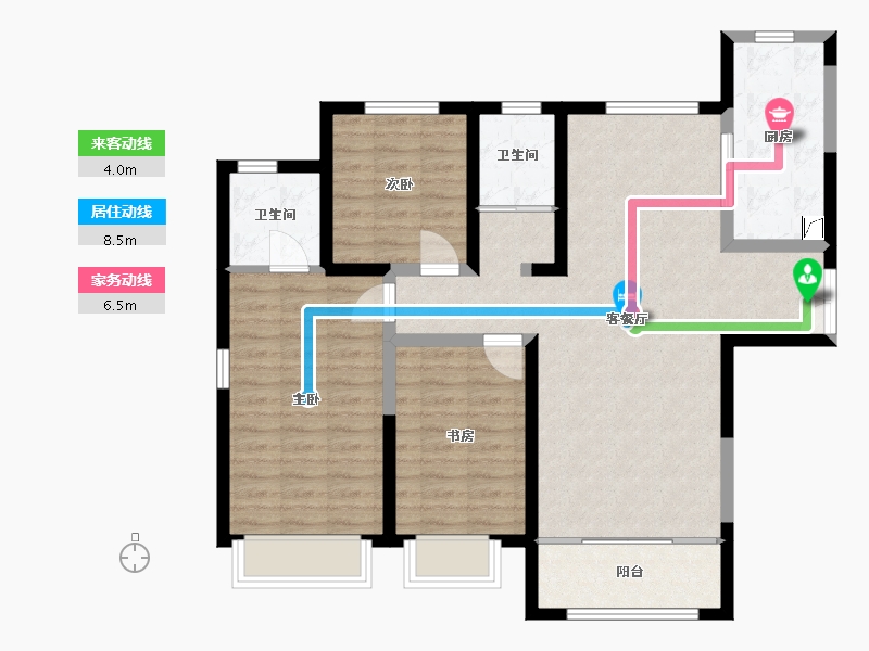 甘肃省-兰州市-银河国际居住区-108.00-户型库-动静线