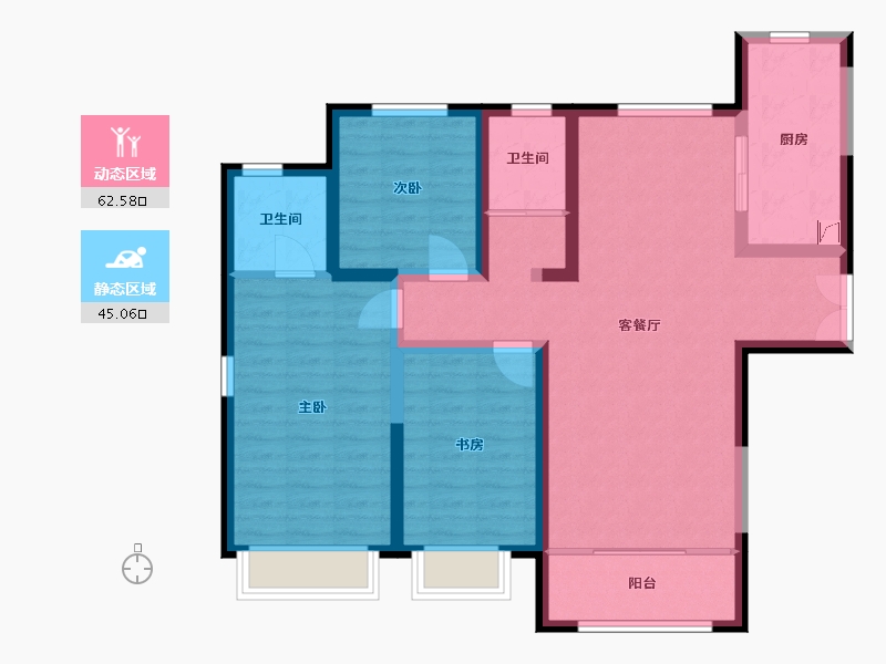 甘肃省-兰州市-银河国际居住区-108.00-户型库-动静分区