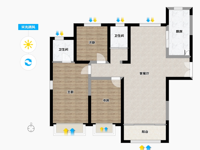 甘肃省-兰州市-银河国际居住区-108.00-户型库-采光通风